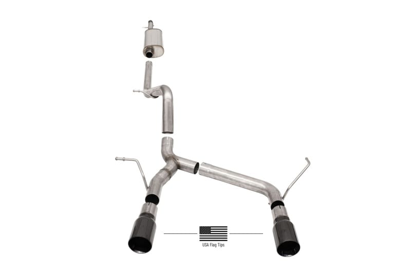 CORSA Performance — 2.75in. Cat-Back Dual Rear Exit with Single 4.0in. Black PVD Flat Cut Tips with