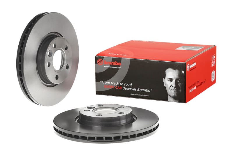 Brembo OE — Brembo 12-15 Range Rover Evoque/11-18 Volvo S60 Front Premium UV Coated OE Equivalent Rotor