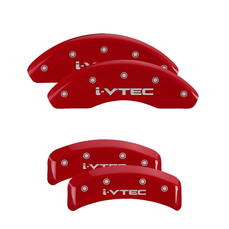 MGP — Set of 4 caliper covers, Engraved Front and Rear: i-Vtec, Red powder coat finish