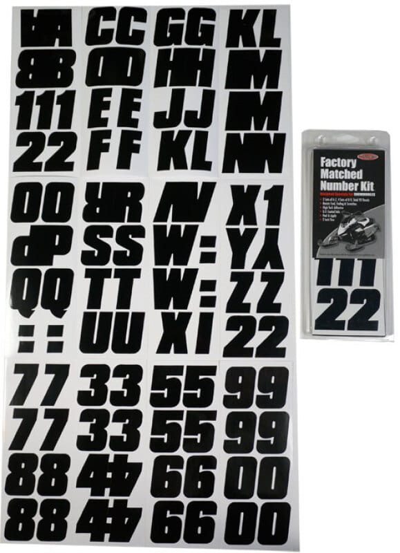 Hardline — Hardline Snowmobile Lettering Registration Kit 2 in. - 500 Solid Black/