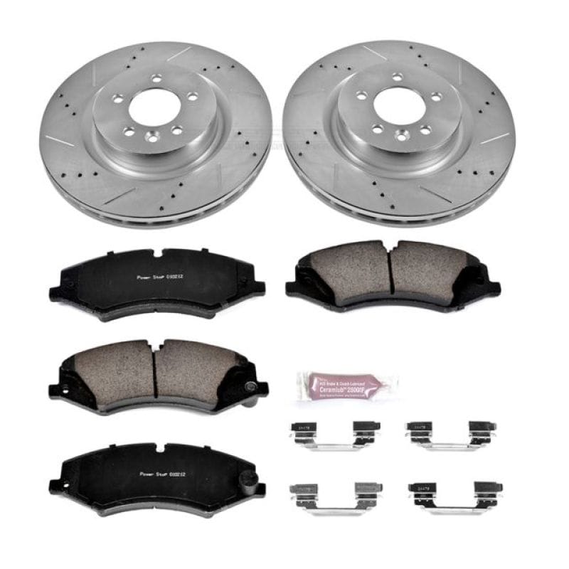 PowerStop — Z23 Daily Driver Carbon-Fiber Ceramic Brake Pad and Drilled & Slotted Rotor Kit