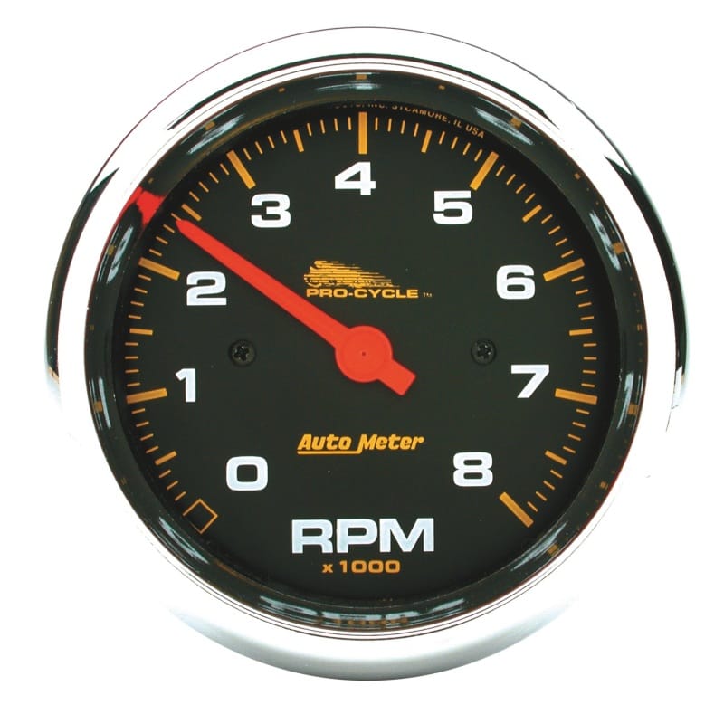 AutoMeter — GAUGE, TACH, 3 3/4", 8K RPM, 2&4 CYLINDER, BLACK, PRO-CYCLE
