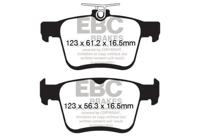 EBC — EBC 2014+ Audi A3 1.8 Turbo (w/Electronic Parking Brake) Ultimax2 Rear Brake Pads
EBC 14+ Audi A3 1.8 Turbo Ultimax2 Rear Brake Pads
Disc Brake Pad