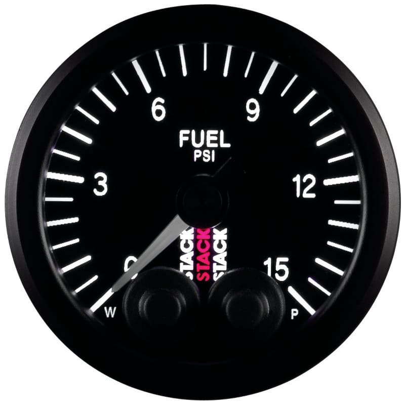 AutoMeter — GAUGE, FUEL PRESS, PRO-CONTROL, 52MM, BLK, 0-15PSI, 1/8" NPTF MALE