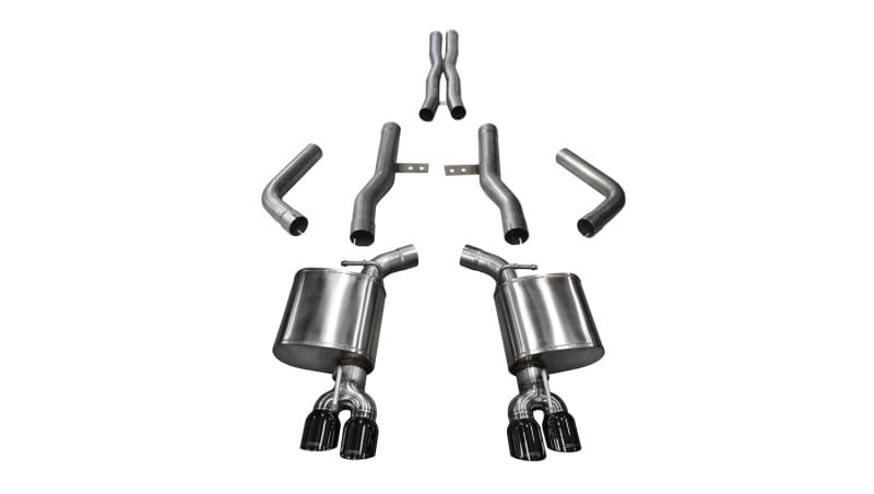 CORSA Performance — 2.75in. Cat-Back Dual Rear Exit with Twin 3.5in. Black PVD Pro-Series Tips