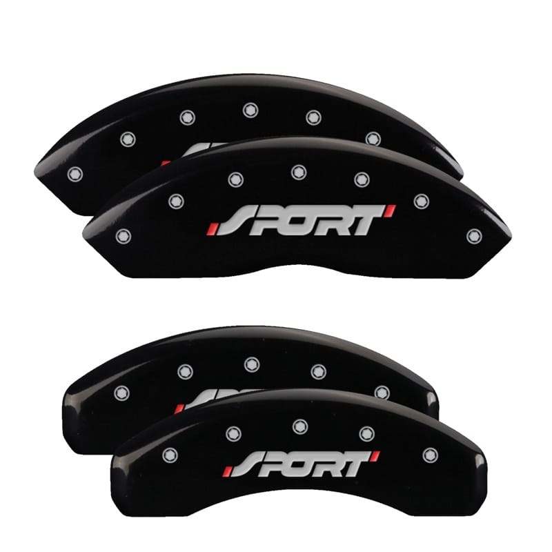 MGP — Set of 4 caliper covers, Engraved Front and Rear: SPORT, Black powder coat finis