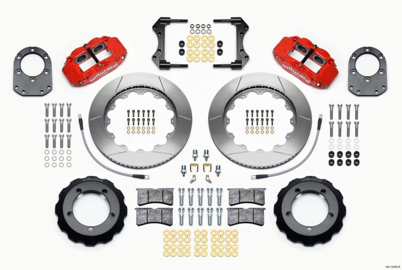Wilwood — KIT,FRONT,FORD BRONCO,66-75,DANA 30/44 DRUM SPINDLE,FNSL4R,14.00,RED,W/LINES