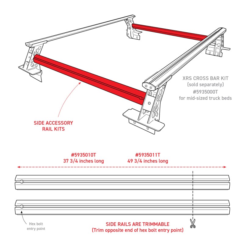 Go Rhino — XRS Cross Bars 49 3/4" Side Rail Accessory Kit