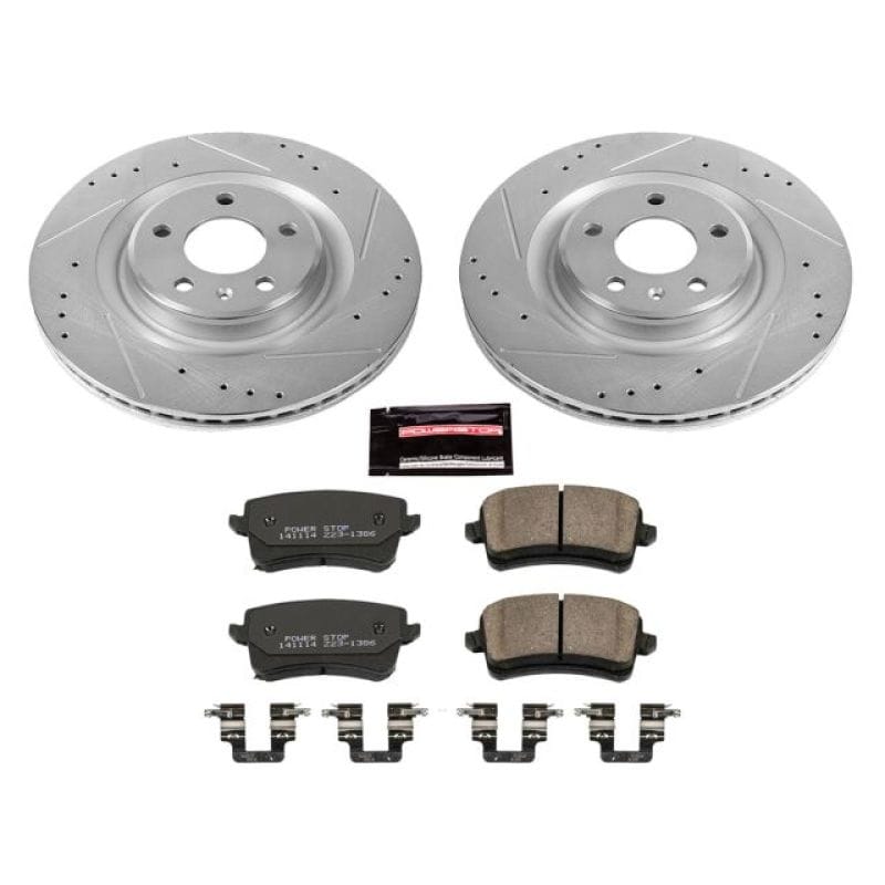PowerStop — Z23 Daily Driver Carbon-Fiber Ceramic Brake Pad and Drilled & Slotted Rotor Kit