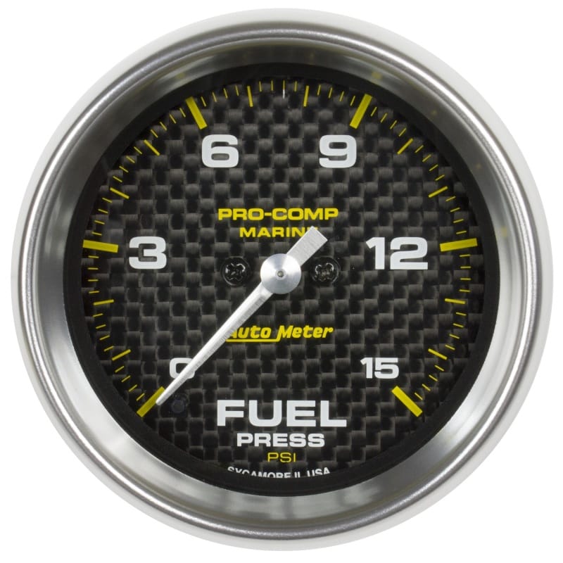 AutoMeter — GAUGE, FUEL PRESSURE, 2 1/16", 15PSI, DIGITAL STEPPER MOTOR, MARINE CARBON FIBER