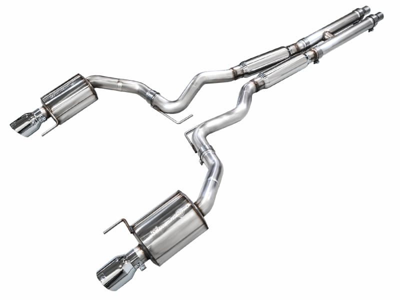 AWE Tuning — AWE Touring Edition Exhaust for S650 Mustang GT Coupe - Dual Chrome Silver Tips