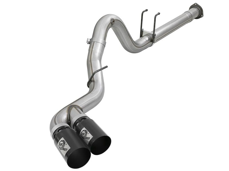 aFe — Rebel XD Series 4 IN 409 Stainless Steel DPF-Back Exhaust w/Dual Black Tips