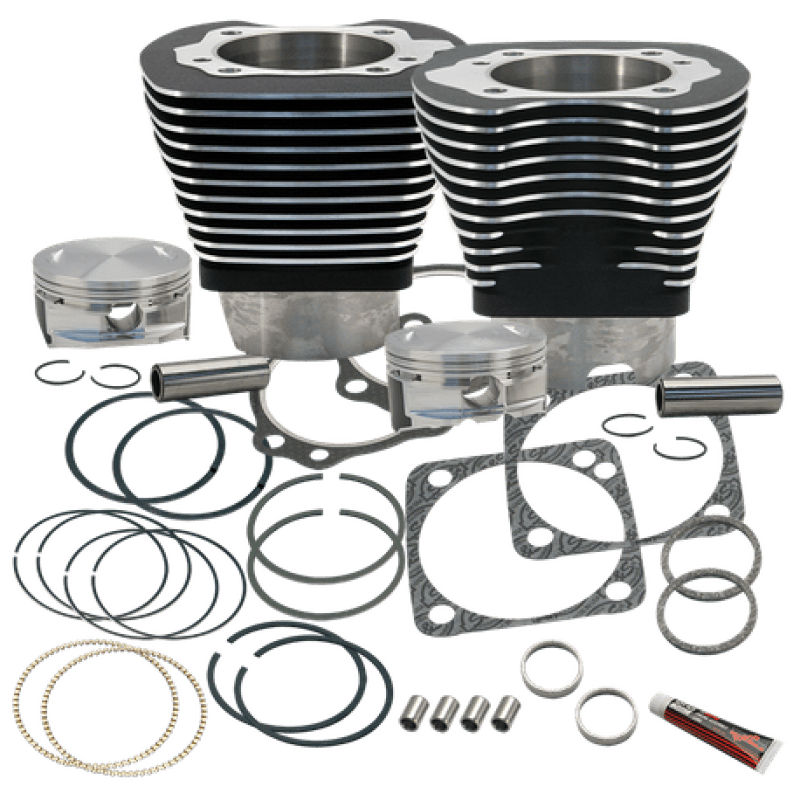 S&S Cycle — S&S Cycle 84-99 BT 4 1/8in Bore Cylinder & Pistons Kit For S&S V124 Engine - Wrinkle Black