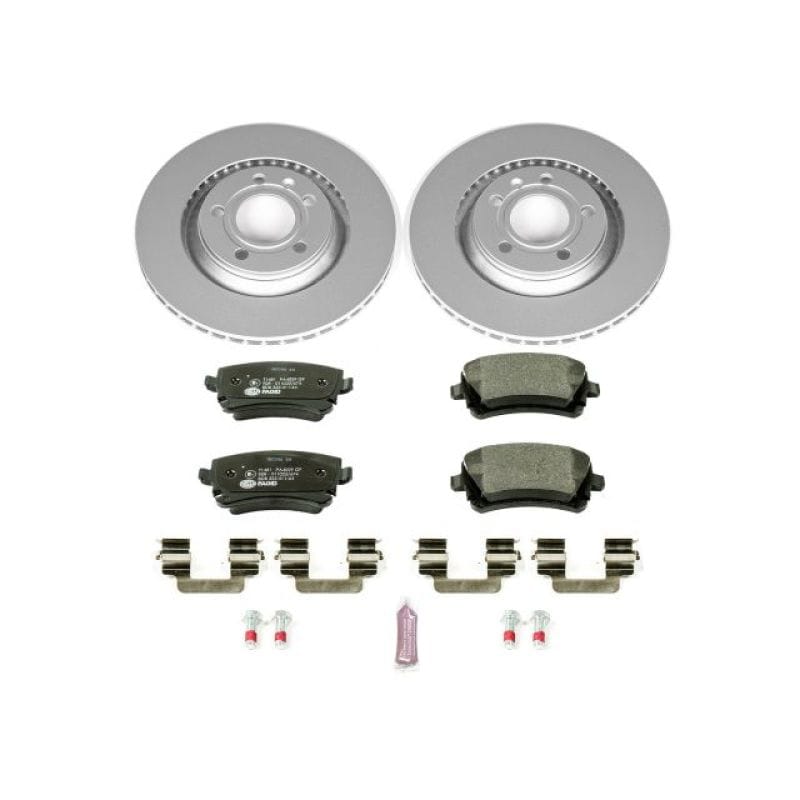 PowerStop — Genuine Geomet Coated Rotors, ECE-R90 Brake Pads + Hardware Kit