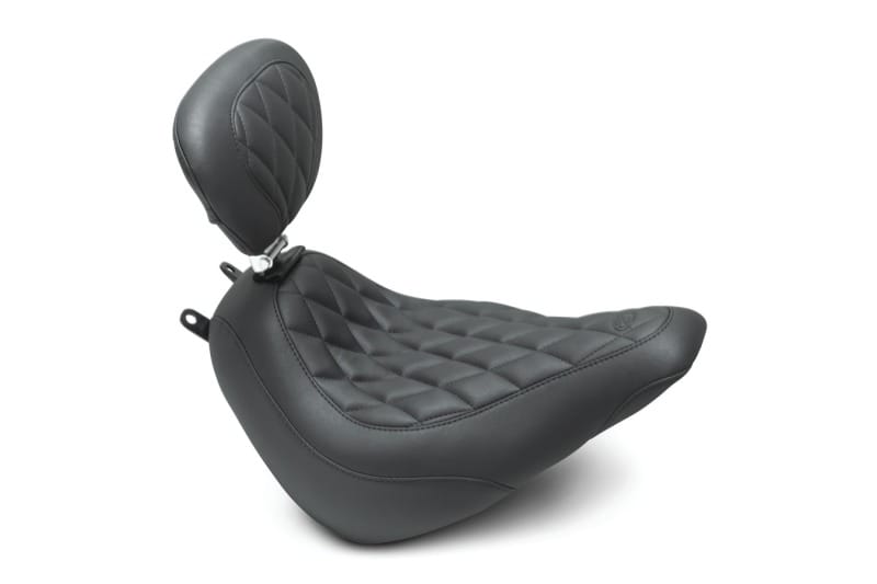 Mustang Motorcycle — Mustang 18-21 Harley Heritage Classic, Deluxe Wide Tripper Solo Seat w/Driver Backrest - Black