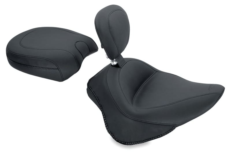 Mustang Motorcycle — Mustang 11-13 Harley Blackline,12-17 Slim/Slim S Wide Touring Solo Seat w/Driver Backrest - Black