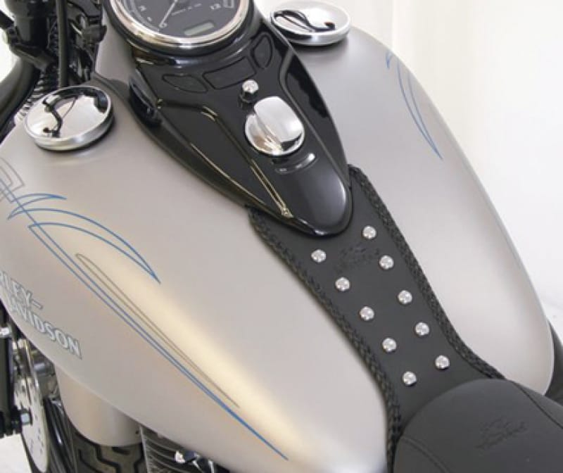 Mustang Motorcycle — Mustang 08-13 Harley FLSTB,09-15 FLSTBC Softail Tank Bib w/Studs - Black