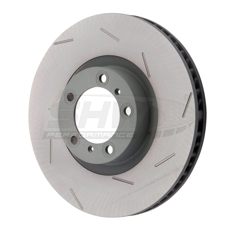 SHW Performance — SHW 17-20 Porsche Panamera 4S w/18in Wheels Right Front Slotted Monobloc Brake Rotor (971615302L)