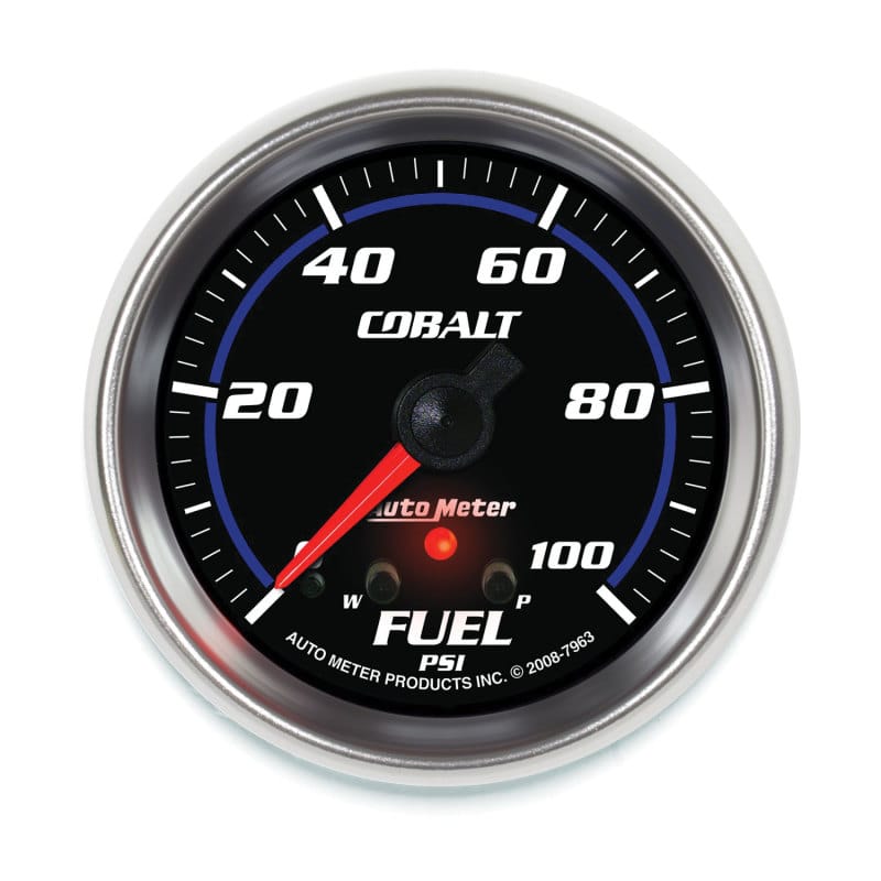 AutoMeter — GAUGE, FUEL PRESS, 2 5/8", 100PSI, STEPPER MOTOR W/ PEAK & WARN, COBALT