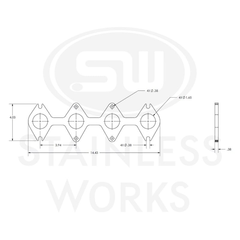 Stainless Works — Stainless Works Header Flange SBF 1-5/8" 3V Round Port