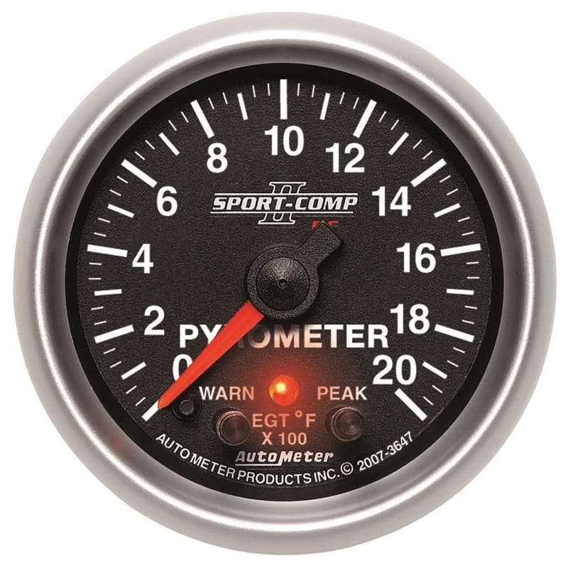 AutoMeter — GAUGE, PYROMETER (EGT), 2 1/16", 2000?F, STEPPER MOTOR W/PK & WRN, SPORT-COMP II