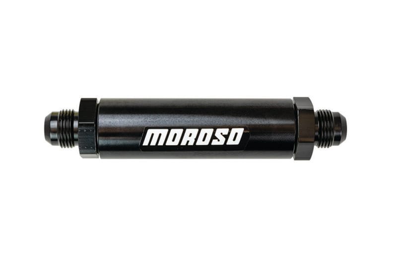 Moroso — Moroso In-Line Fuel Filter - 6.5in -10An - 40 Micron SS Filter - Aluminum