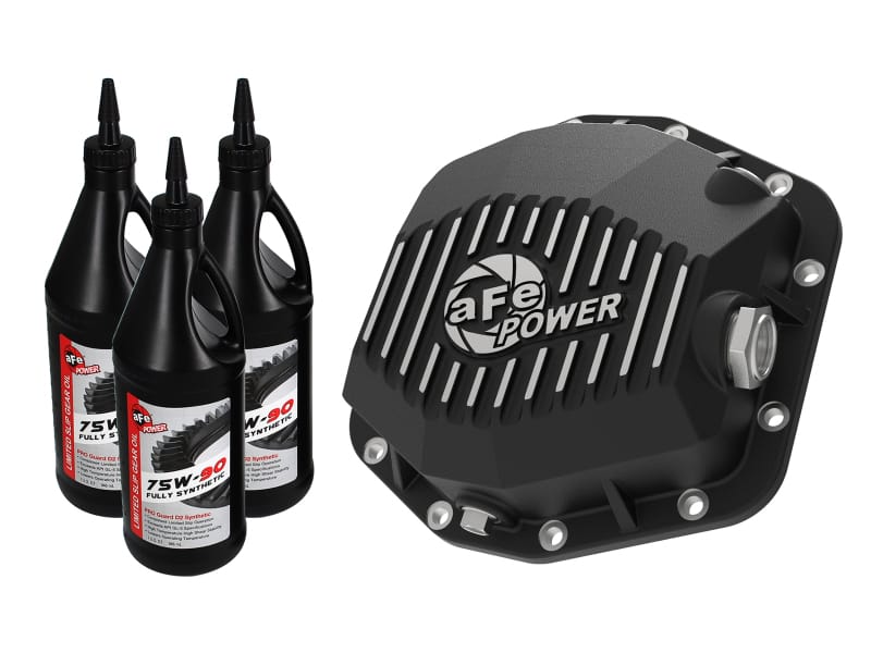aFe — Pro Series Rear Differential Cover Black w/ Machined Fins & Gear Oil