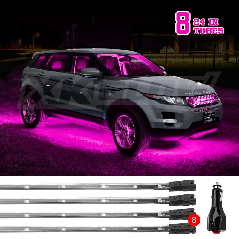XKGLOW — XK Glow Tube Single Color Underglow LED Accent Light Car/Truck Kit Pink - 8x24In
