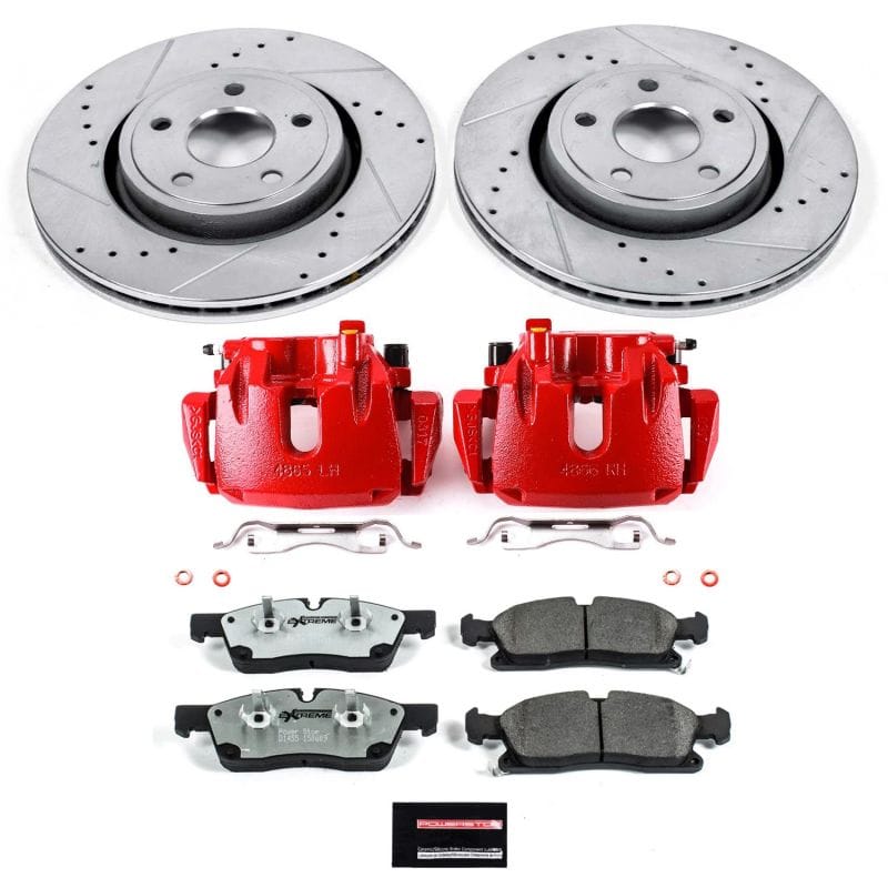 PowerStop — Z26 Street Performance Ceramic Brake Pad, Drilled Slotted Rotor, and Caliper Kit