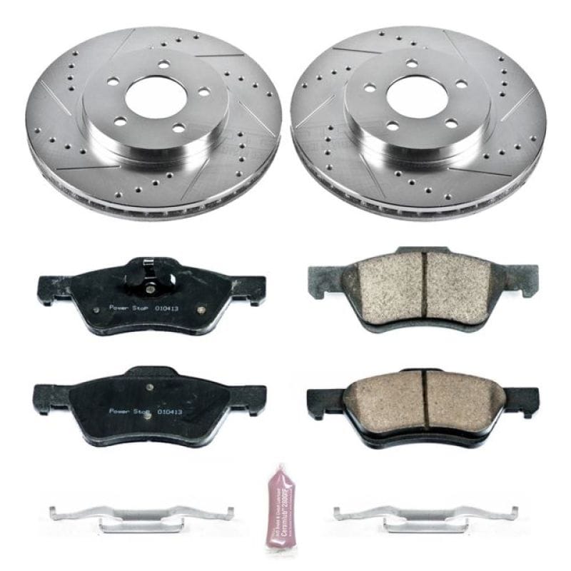 PowerStop — Z23 Daily Driver Carbon-Fiber Ceramic Brake Pad and Drilled & Slotted Rotor Kit