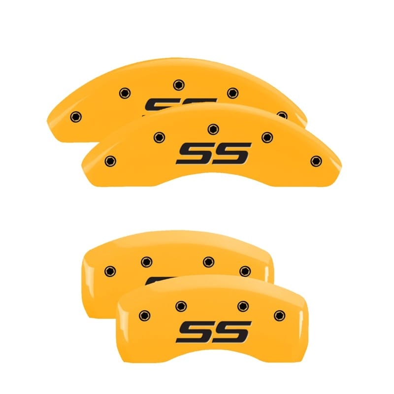 MGP — Set of 4 caliper covers, Engraved Front and Rear: Monte Carlo style/SS , Yellow 