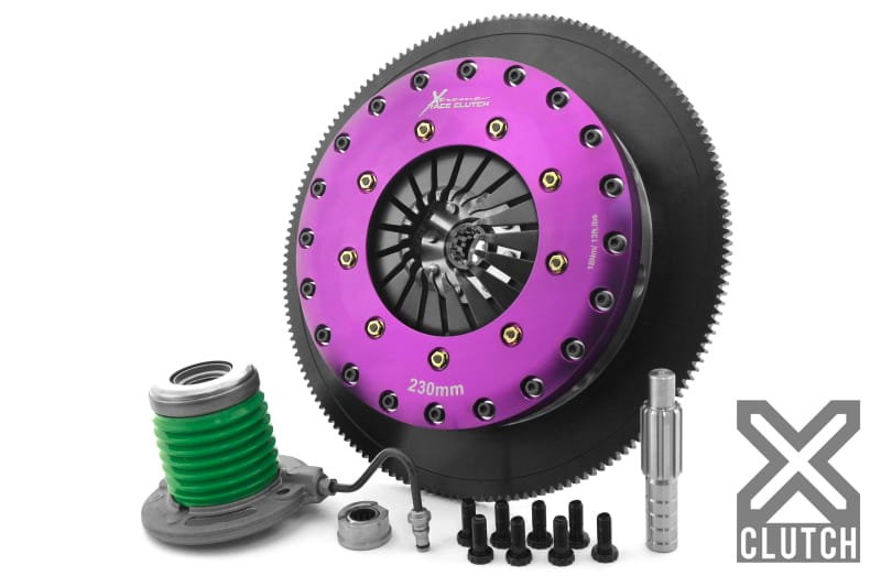 XCLUTCH — Clutch Kit Inc Chromoly Flywheel + HRB; 9" Twin Solid Organic Clutch Discs