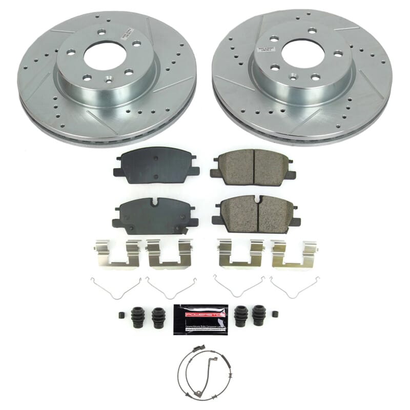 PowerStop — Z23 Daily Driver Carbon-Fiber Ceramic Brake Pad and Drilled & Slotted Rotor Kit