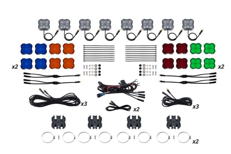 Diode Dynamics — Diode Dynamics Stage Series SXS Rock Light Installer Kit - White Diffused M8 (8-pack)