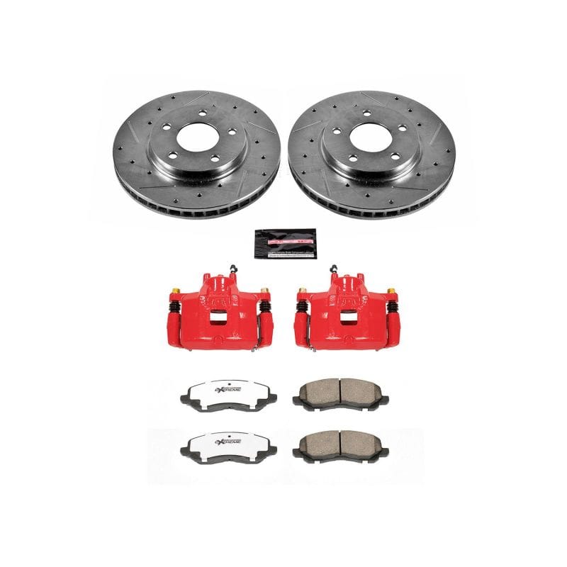 PowerStop — Z26 Street Performance Ceramic Brake Pad, Drilled Slotted Rotor, and Caliper Kit
