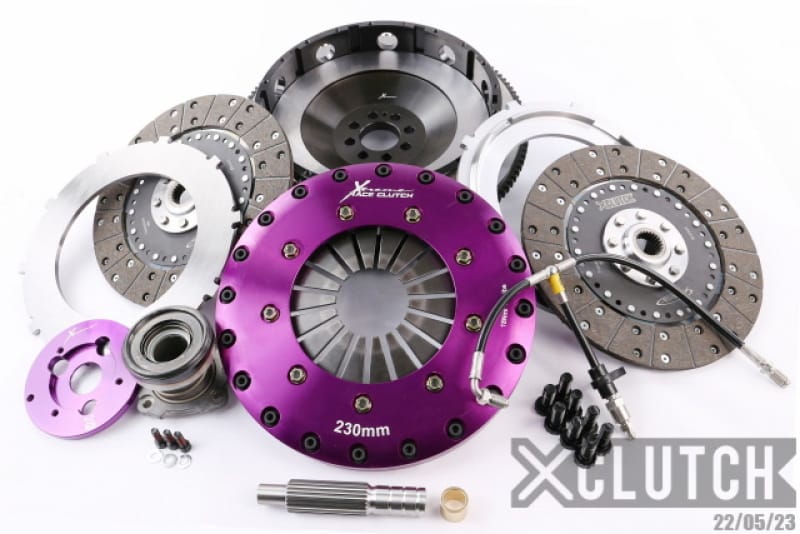 XCLUTCH — Clutch Kit Inc Chromoly Flywheel + HRB; 9" Twin Solid Organic Clutch Discs