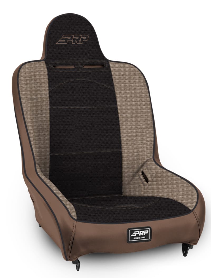 PRP Seats — PRP Premier High Back Suspension Seat (Two Neck Slots) - Tan / Black