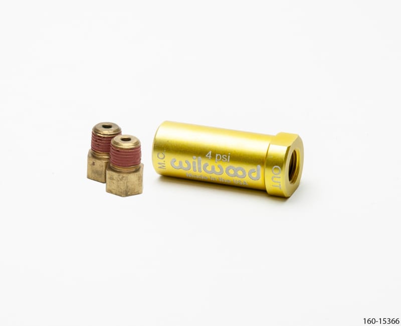 Wilwood — Wilwood Residual Pressure Valve - New Style w/ Fittings - 4 PSI / Gold
VALVE,RESIDUAL