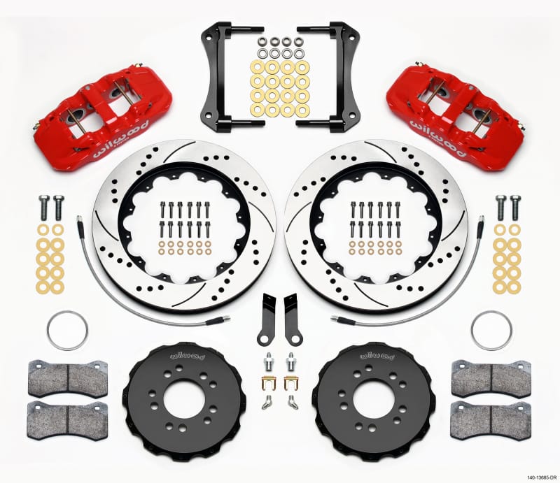 Wilwood — KIT,FRONT,MUSTANG,2005-14,W/BMR SUSPNSION,AERO6,14.00RTR,SRP,RED,W/LINES