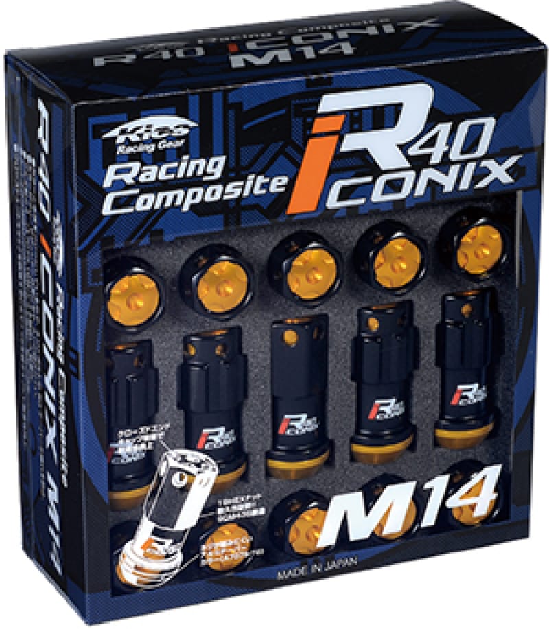 Project Kics — Project Kics 14X1.25 Iconix R40 Lug Nuts - Black w/ Gold Caps - 16+4