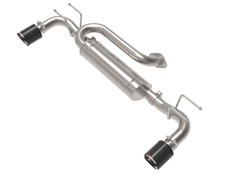 aFe — Takeda 3 IN to 2-1/2 IN 304 Stainless Steel Axle-Back Exhaust Carbon Fiber Tip
