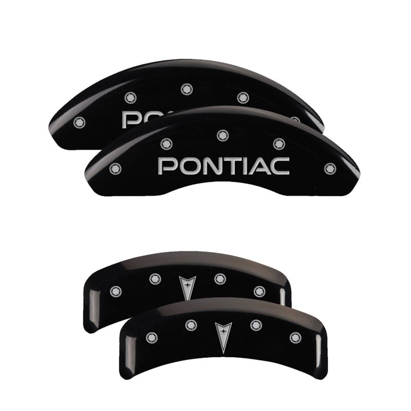 MGP — Set of 4 caliper covers, Engraved Front: Pontiac - Engraved Rear: Arrow, Black p