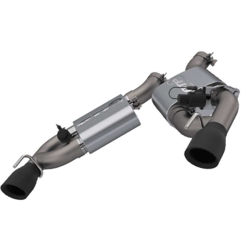 QTP — 2016-2024 Chevrolet Camaro SS  QTP Screamer Axle Back Dual Tip Bumper Black Tips