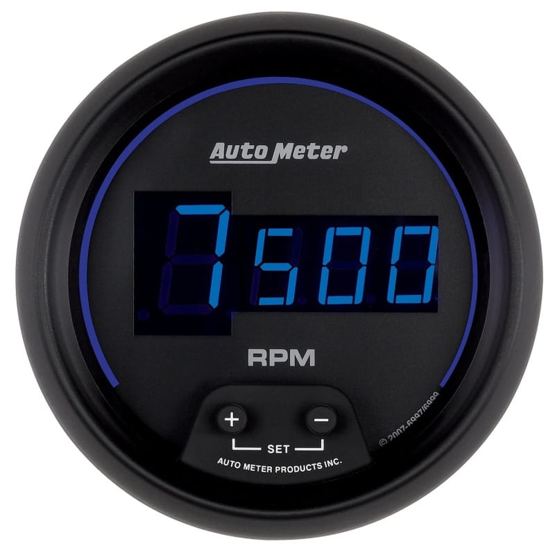 AutoMeter — GAUGE, TACH, 3 3/8", 10K RPM, IN-DASH, DIGITAL, BLACK DIAL W/ BLUE LED