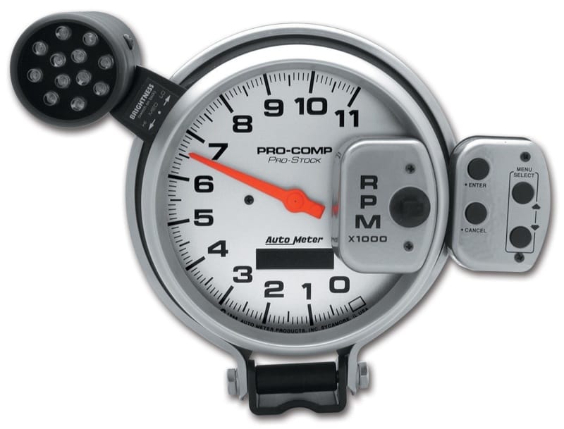 AutoMeter — GAUGE, TACH, 5" , 11K RPM, PRO-STOCK PEDESTAL W/ SUPER LITE & PEAK MEM, UL