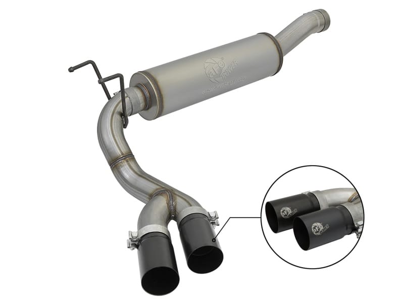 aFe — Rebel Series 3-1/2 IN Stainless Steel Cat-Back Exhaust System w/Black Tip