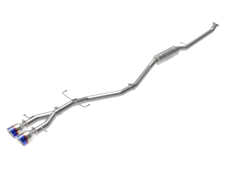aFe — Takeda 2-1/2 IN 304 Stainless Steel Cat-Back Exhaust System w/ Blue Flame Tip
