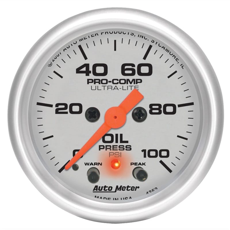 AutoMeter — GAUGE, OIL PRESS, 2 1/16" , 100PSI, DIGITAL STEPPER MOTOR W/PK & WRN, ULTRA-LITE