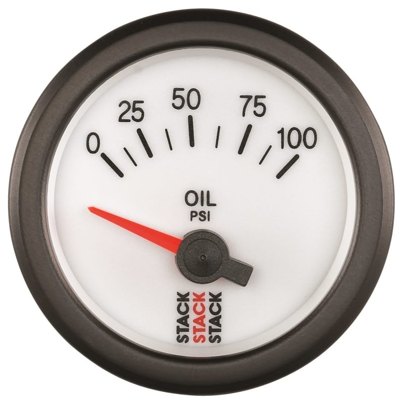 AutoMeter — GAUGE, OIL PRESS, ELECTRIC, 52MM, WHT, 0-100PSI, 1/8" NPTF