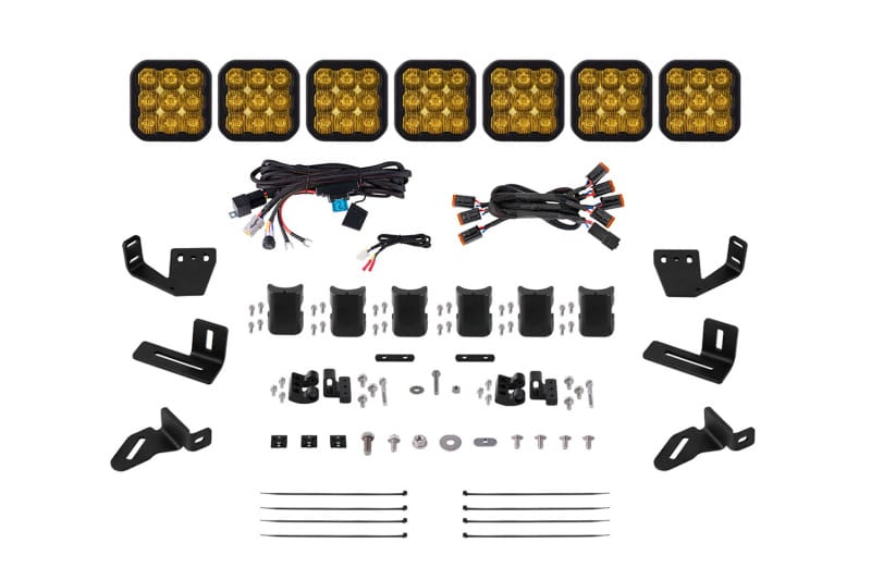 Diode Dynamics — Diode Dynamics Prinsu/Sherpa Roof Racks-SS5 7-Pod CrossLink Mounting Kit - Pro Yellow Driving